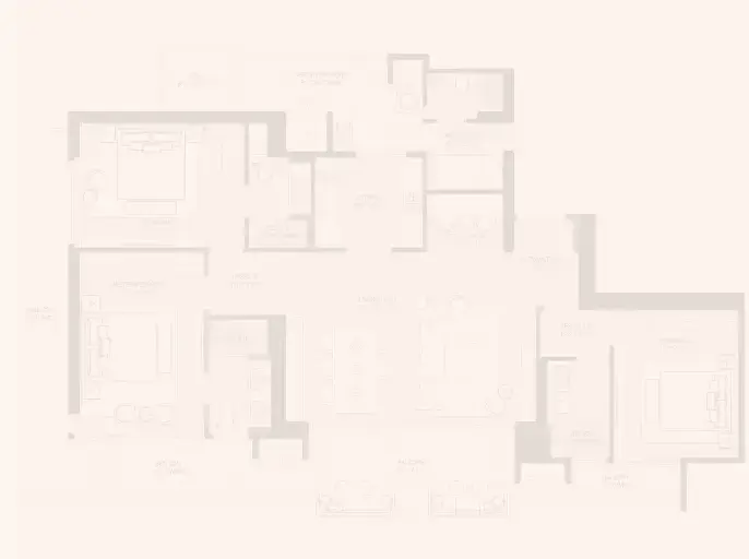3 BHK + Family Lounge + Utility floor plan — 2900 Sq. Ft.